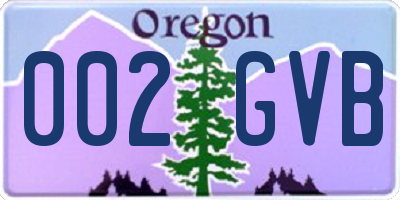OR license plate 002GVB