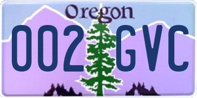OR license plate 002GVC