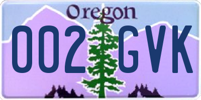 OR license plate 002GVK