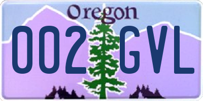 OR license plate 002GVL