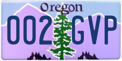 OR license plate 002GVP
