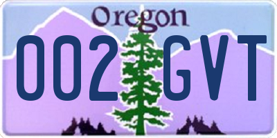 OR license plate 002GVT