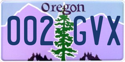 OR license plate 002GVX