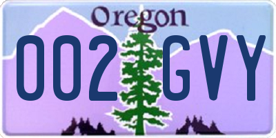 OR license plate 002GVY