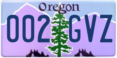 OR license plate 002GVZ