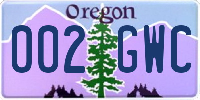 OR license plate 002GWC