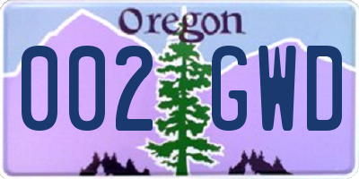 OR license plate 002GWD