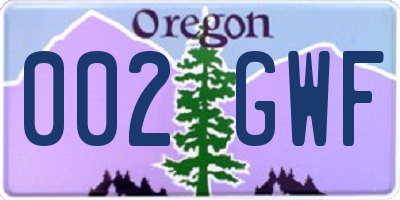 OR license plate 002GWF