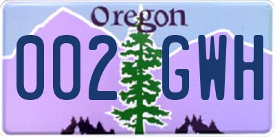 OR license plate 002GWH