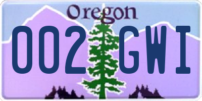 OR license plate 002GWI