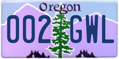 OR license plate 002GWL