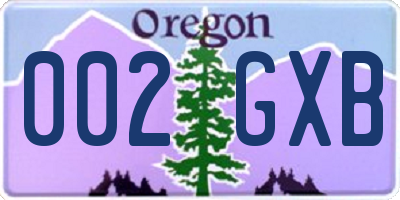 OR license plate 002GXB