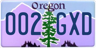 OR license plate 002GXD