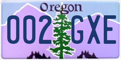 OR license plate 002GXE