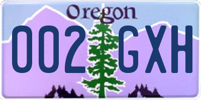 OR license plate 002GXH