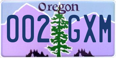OR license plate 002GXM