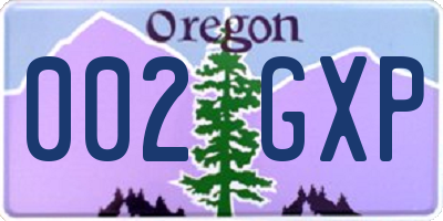 OR license plate 002GXP