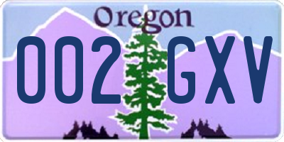 OR license plate 002GXV