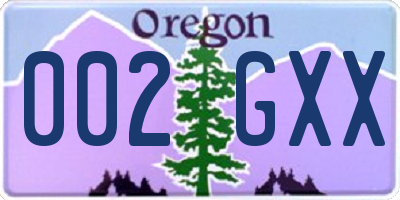 OR license plate 002GXX