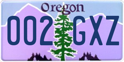 OR license plate 002GXZ