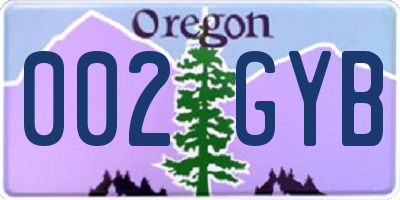 OR license plate 002GYB