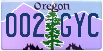 OR license plate 002GYC