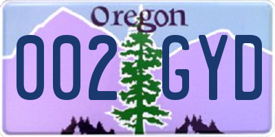 OR license plate 002GYD