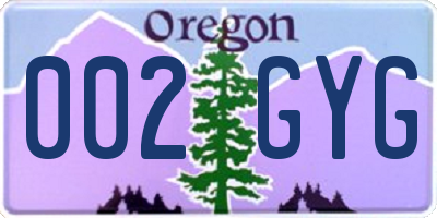 OR license plate 002GYG