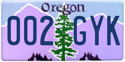 OR license plate 002GYK