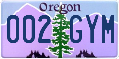 OR license plate 002GYM