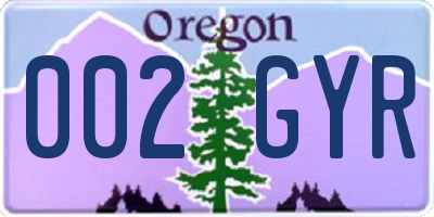 OR license plate 002GYR