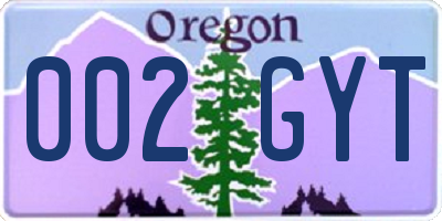 OR license plate 002GYT