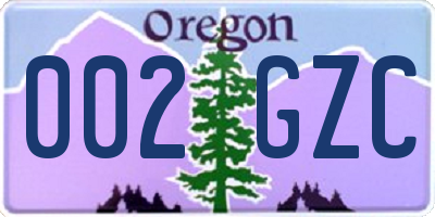 OR license plate 002GZC