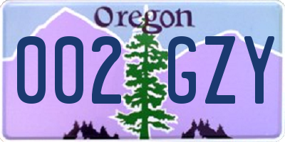 OR license plate 002GZY