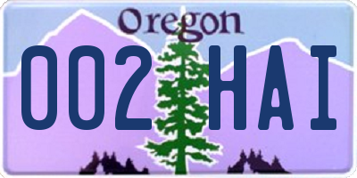 OR license plate 002HAI
