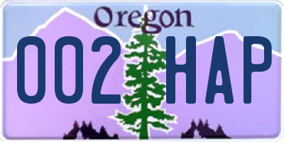 OR license plate 002HAP