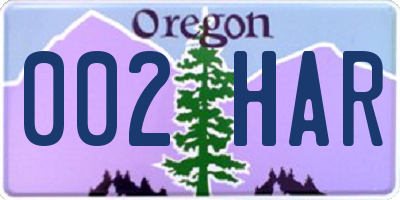 OR license plate 002HAR