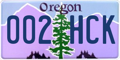 OR license plate 002HCK