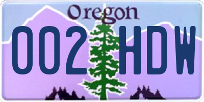 OR license plate 002HDW