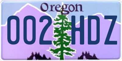 OR license plate 002HDZ