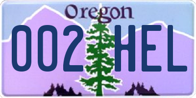 OR license plate 002HEL