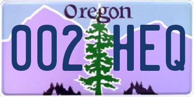 OR license plate 002HEQ