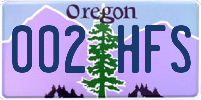 OR license plate 002HFS