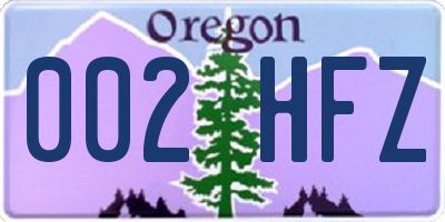 OR license plate 002HFZ