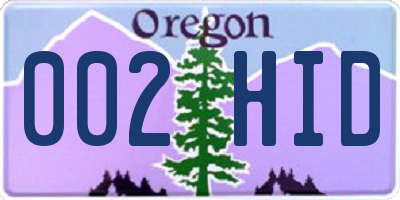 OR license plate 002HID