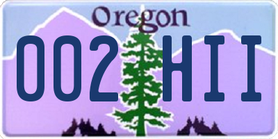 OR license plate 002HII