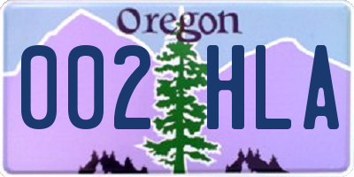 OR license plate 002HLA