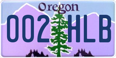 OR license plate 002HLB