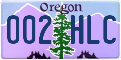 OR license plate 002HLC