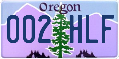OR license plate 002HLF